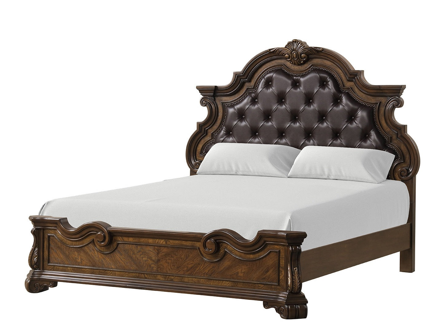 Leovanni Dark Brown Queen Full Bed