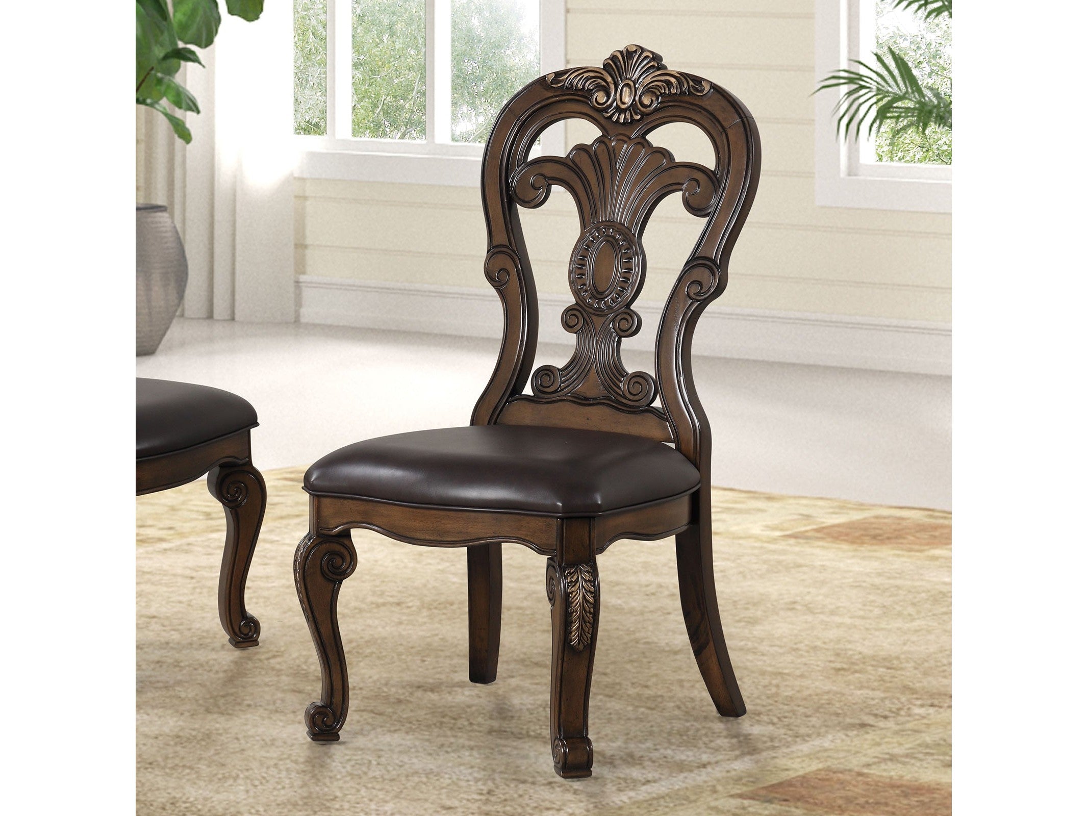 Leovanni Dark Brown  Side Chair (Set of 2)
