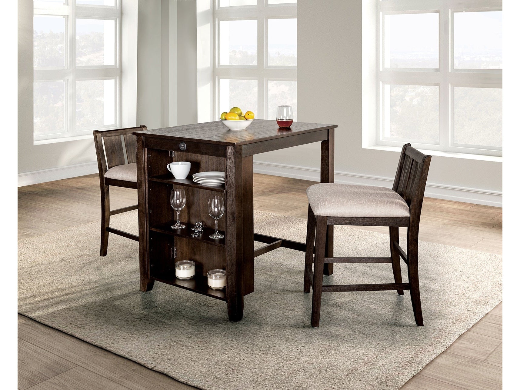 Lescles Dark Cherry 3 Pc. Counter Height Set