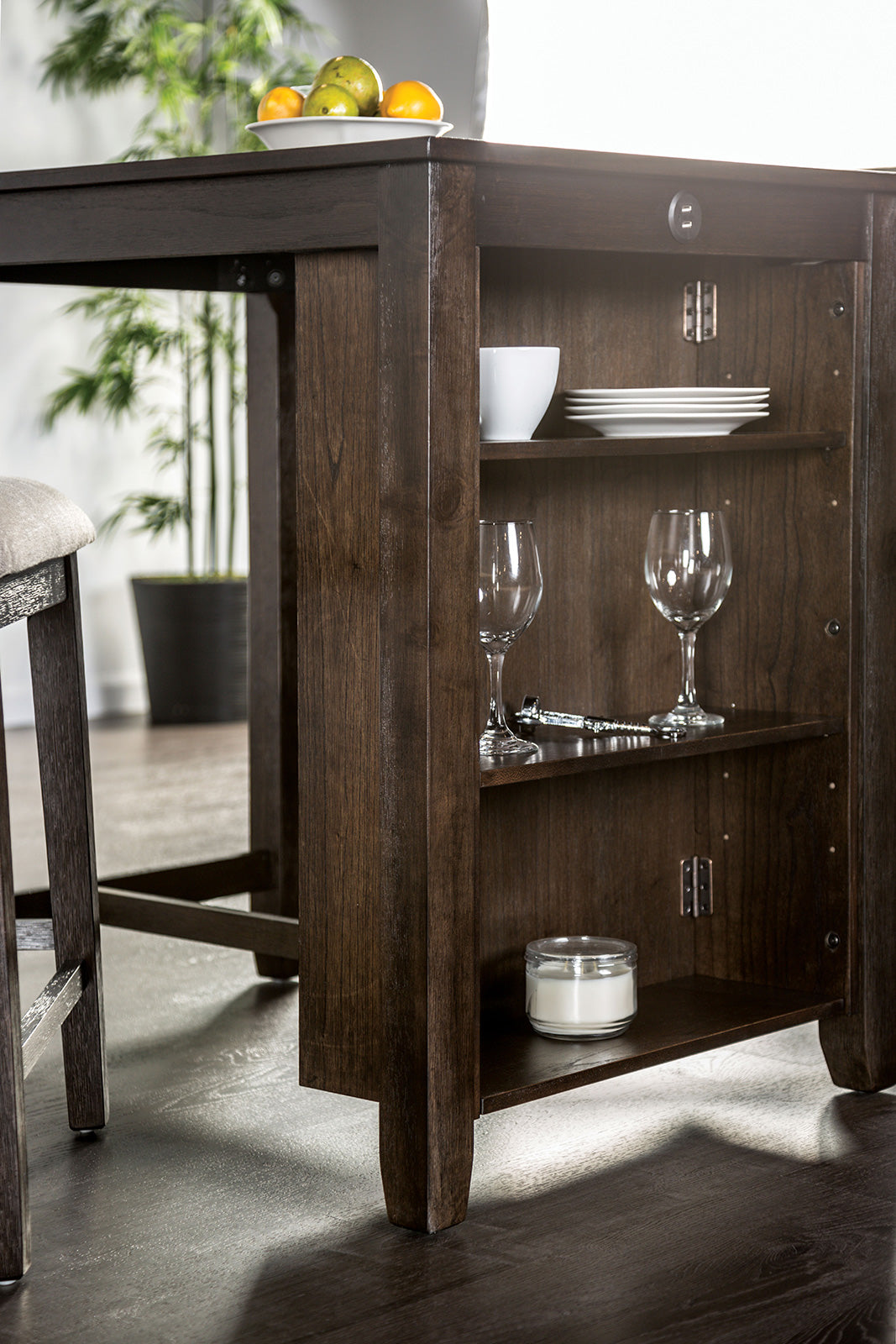 Lescles Dark Cherry 3 Pc. Counter Height Set