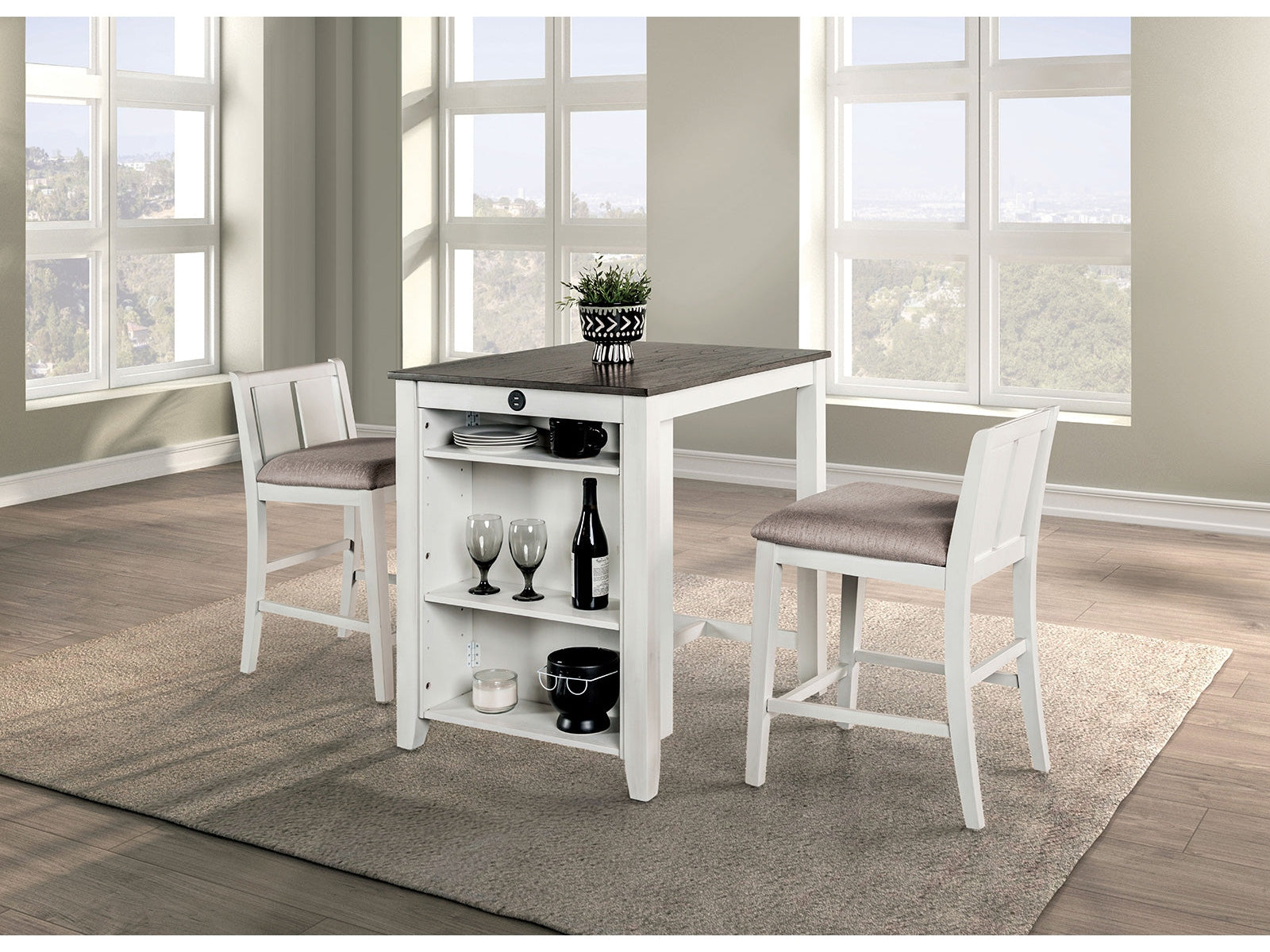 Lescles White/Gray 3 Pc. Counter Height Set