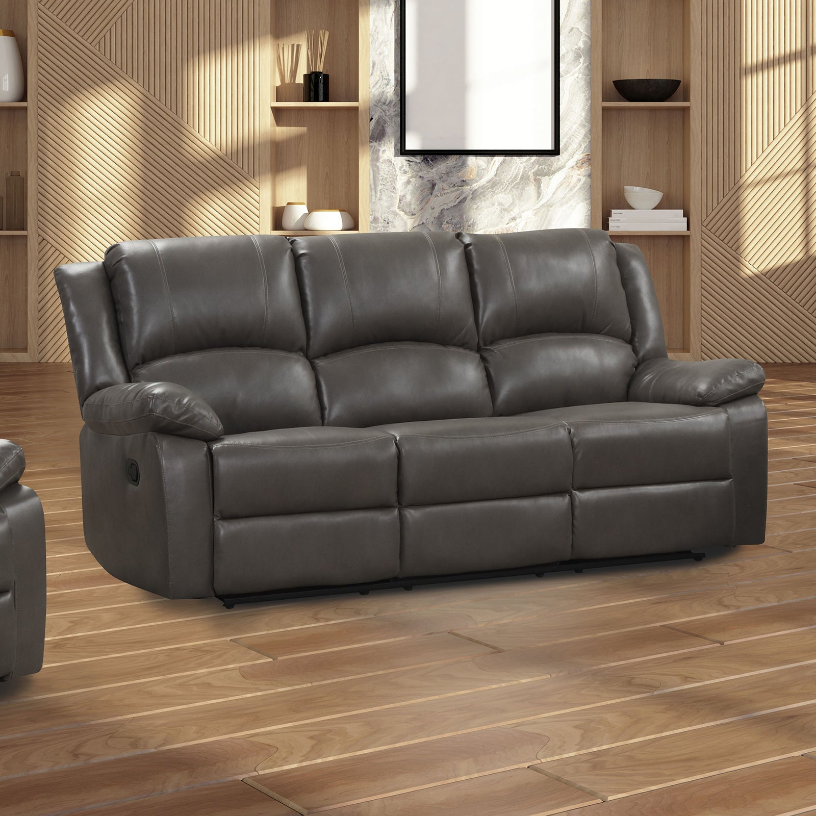 Letha Gray PU Leather Sofa & Loveseat