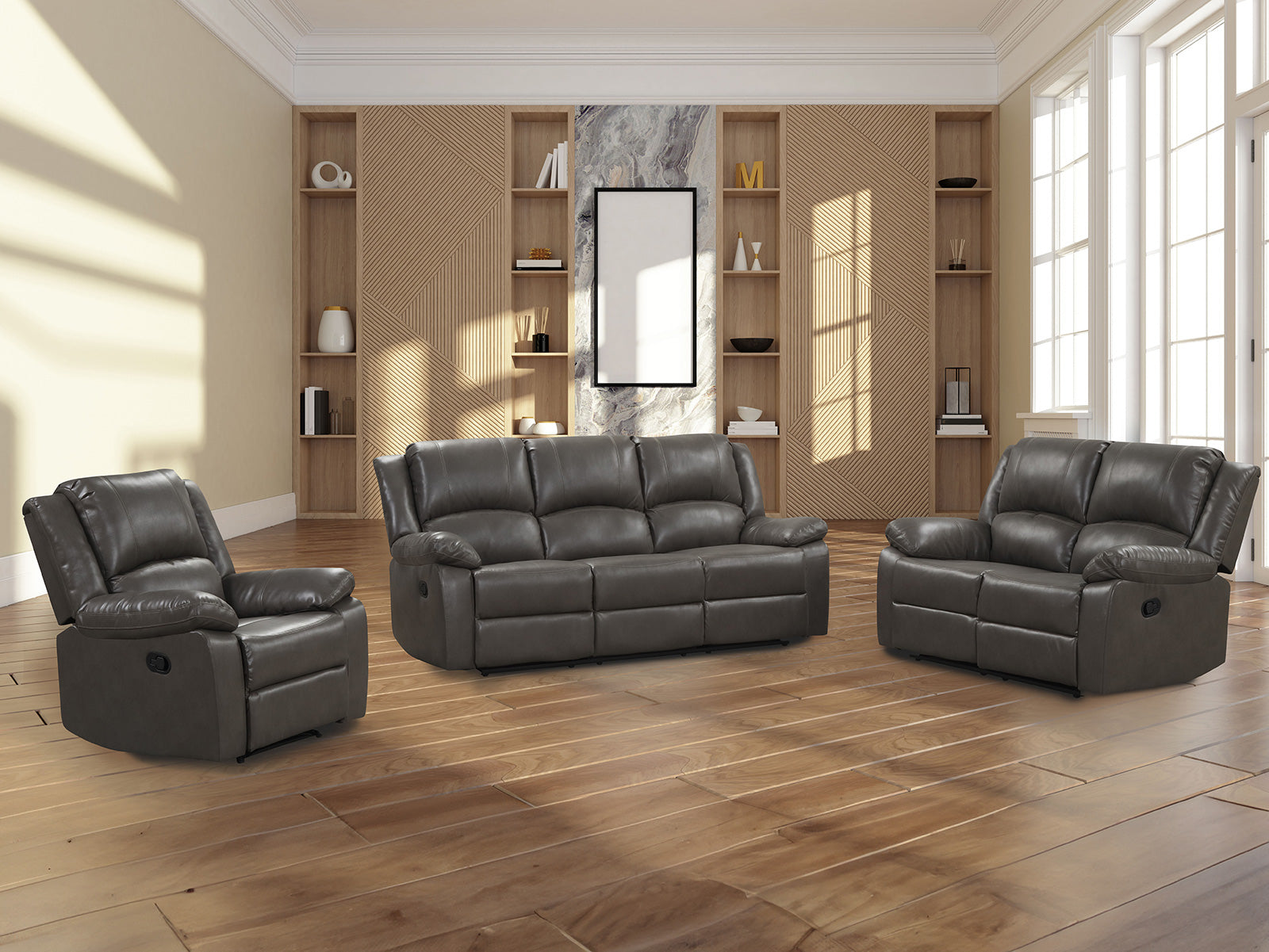 Letha Gray PU Leather Sofa