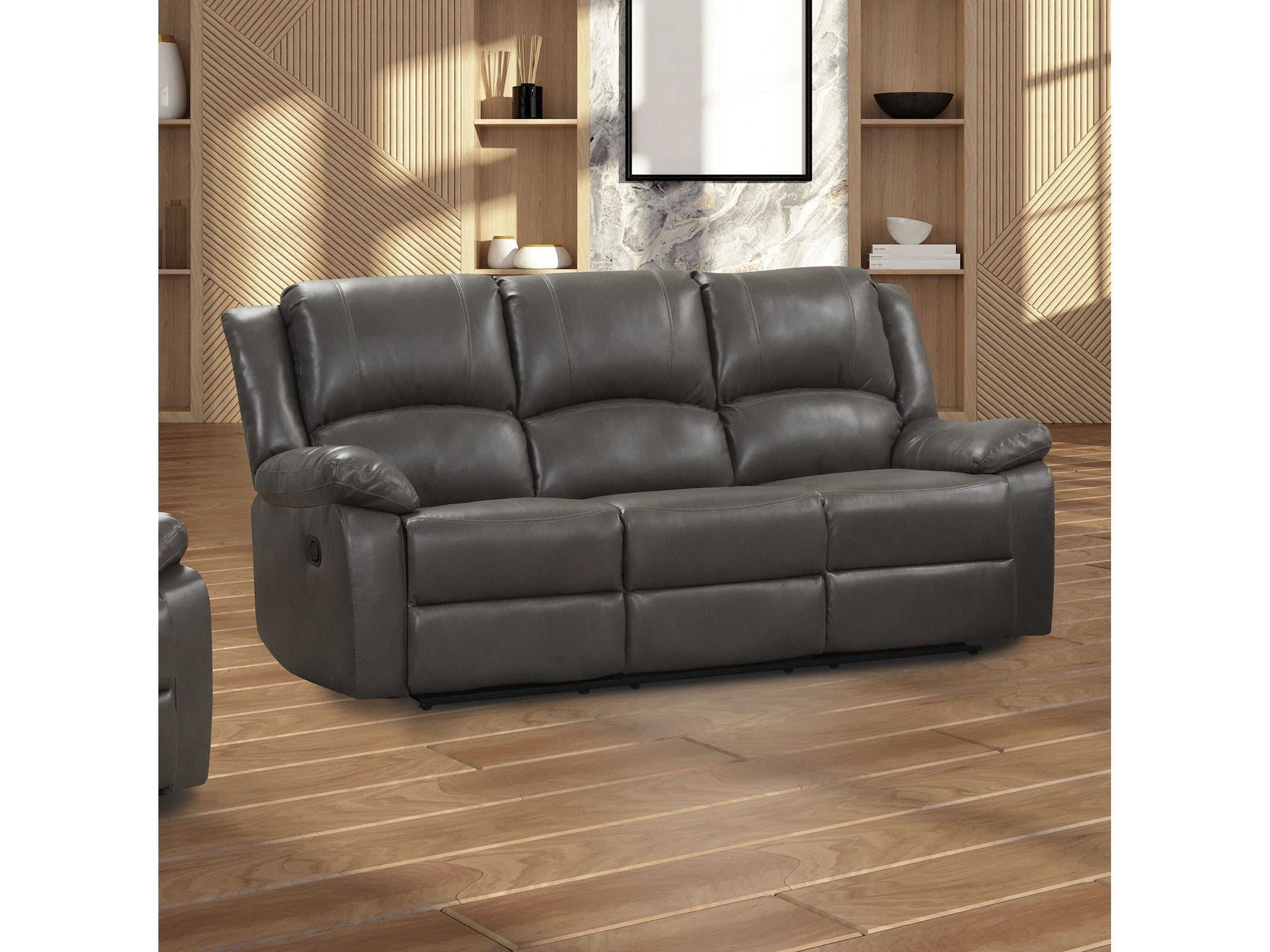 Letha Gray PU Leather Sofa