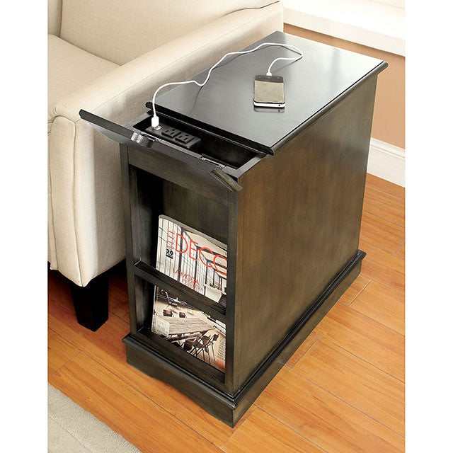 Lilith Gray Side Table w/ USB