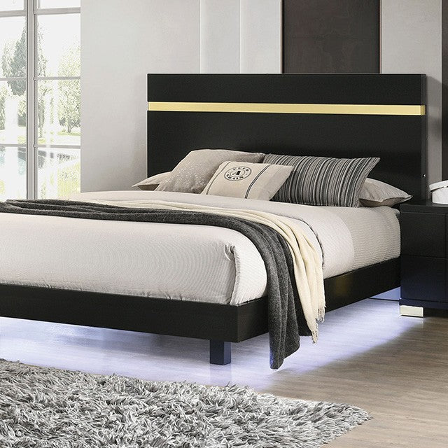 Lillestrom Black/Gold Queen 5 Piece Bedroom Set w/2 Nightstands