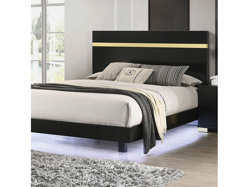 Lillestrom Black/Gold Queen Bed