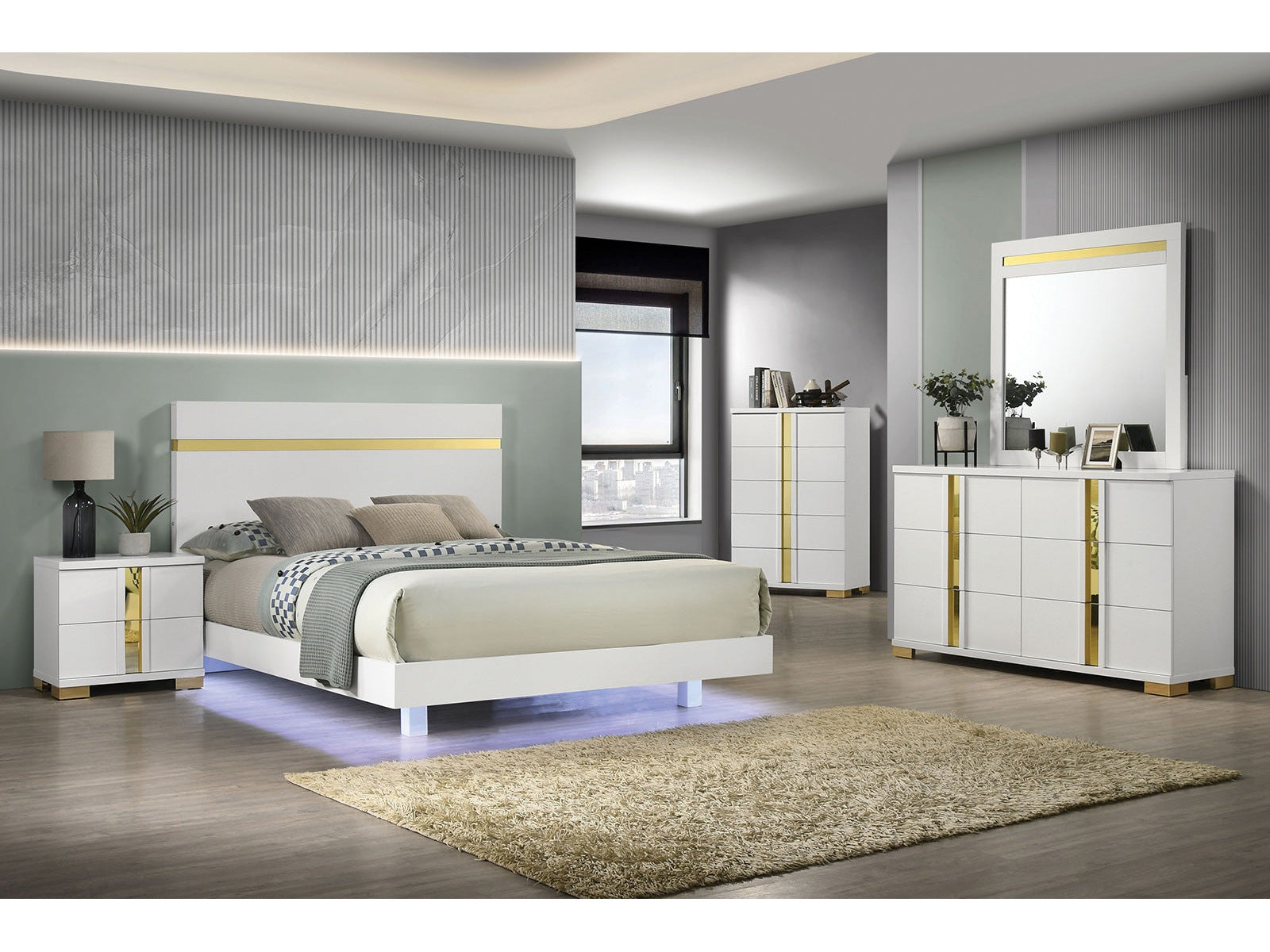 Lillestrom White Queen 5 Piece Bedroom Set w/2 Nightstands
