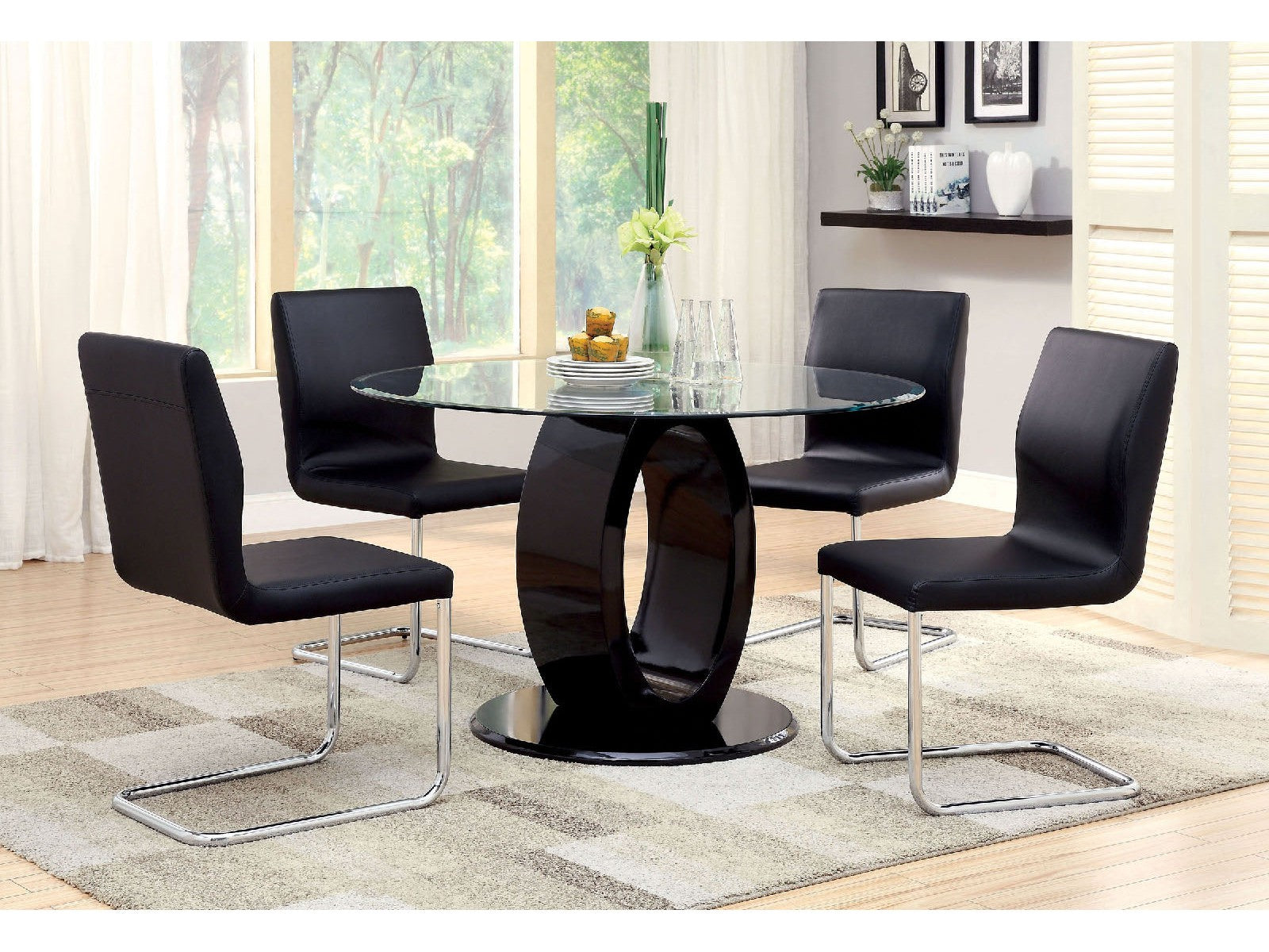 Lodia Black 5 Pc. Round Dining Room Set