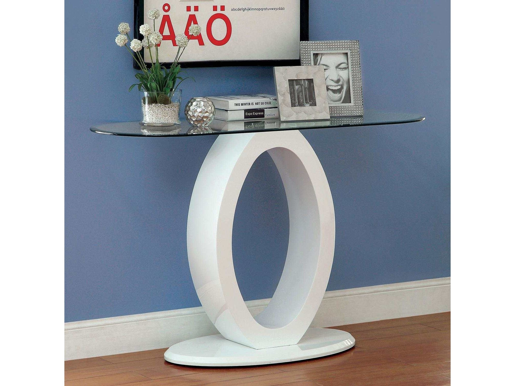 Lodia III  White Sofa Table