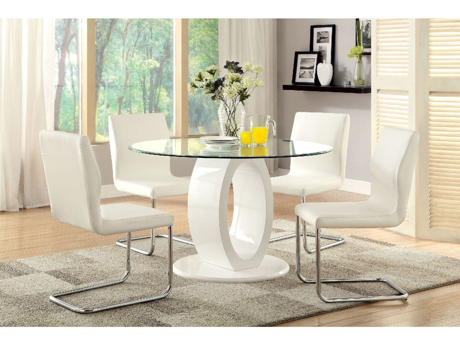 Lodia White 5 Pc. Round Dining Room Set