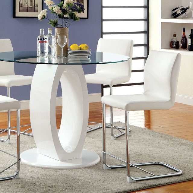 Lodia White Round Counter Height Table