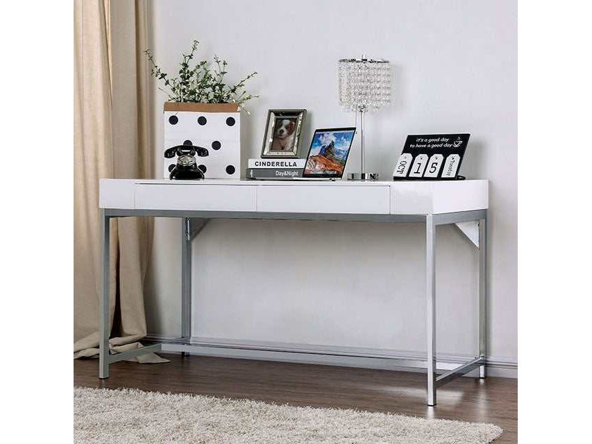 Loke White/Chrome Computer Desk