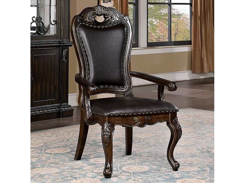 Lombardy Walnut/Dark Brown Arm Chair