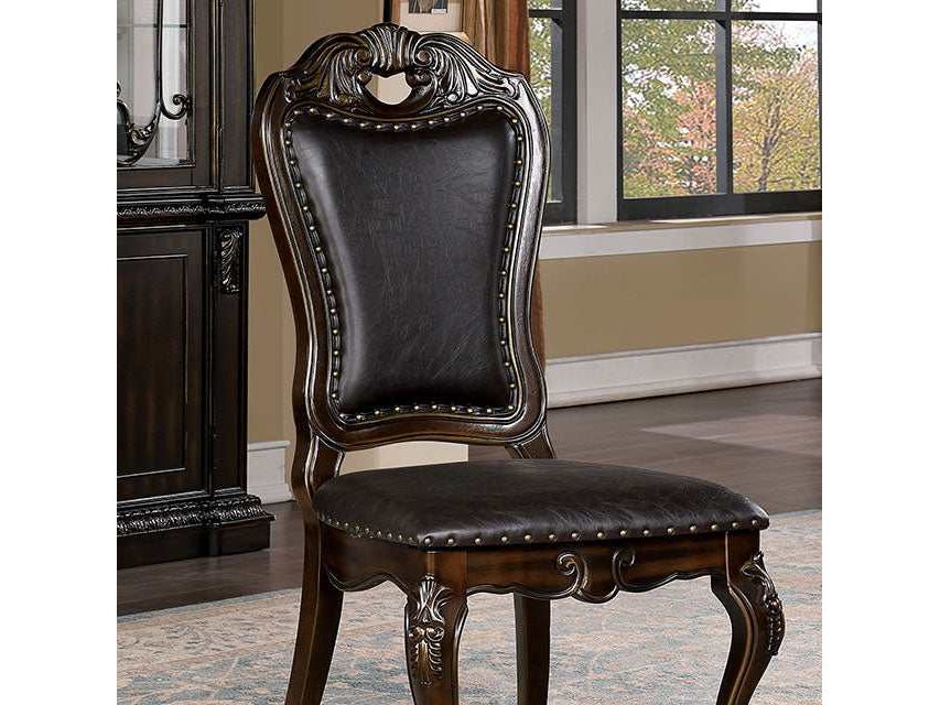 Lombardy Walnut/Dark Brown Side Chair