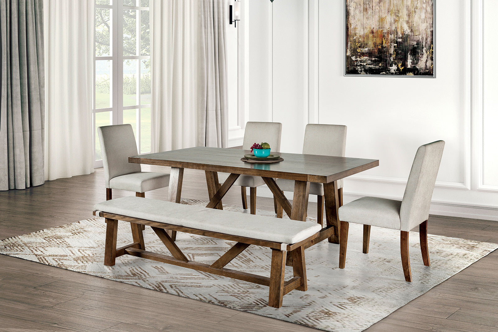 Losone Brown 6 Pc. Dining Room Set w/ Bench