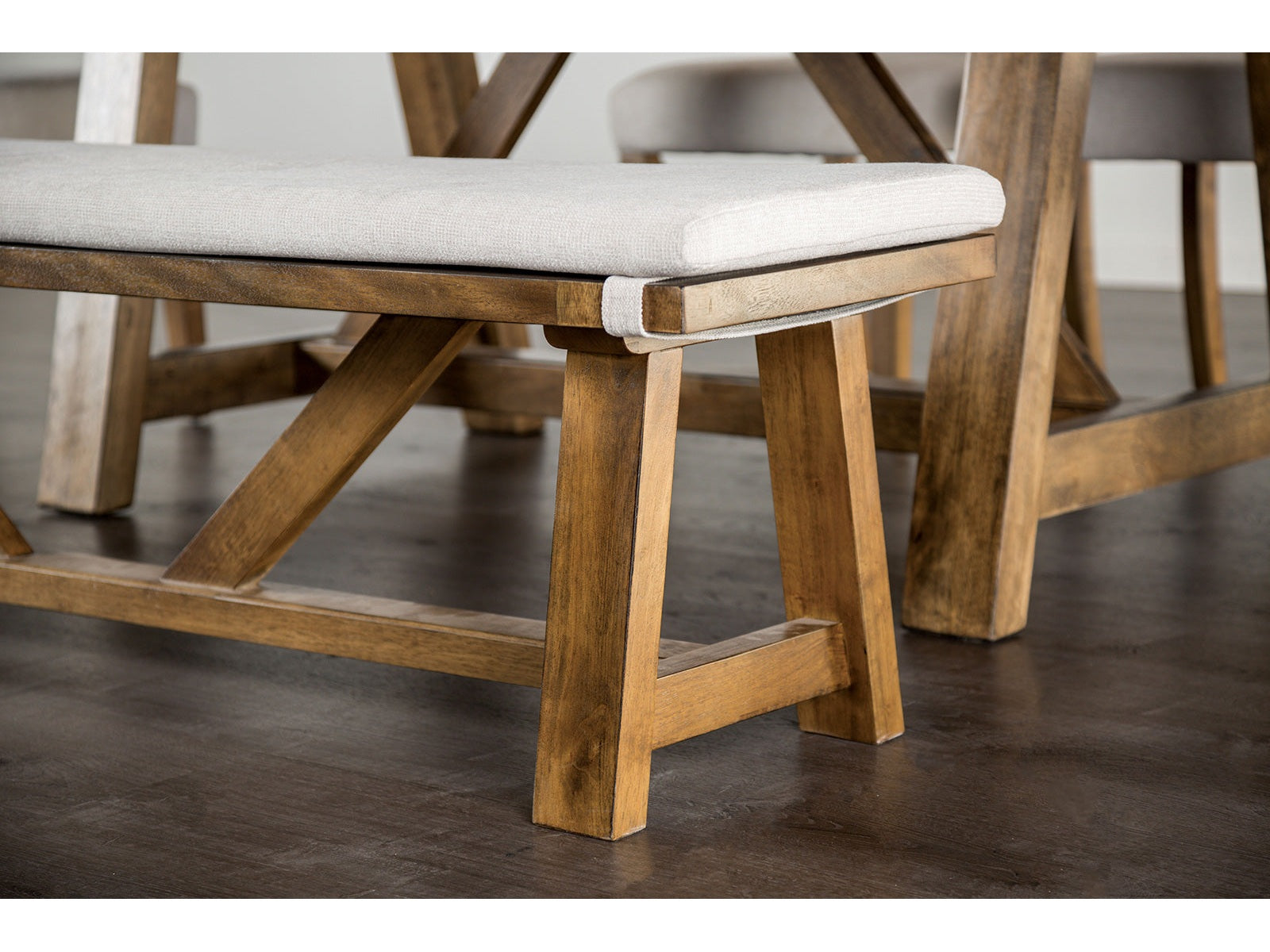 Losone Brown/White Bench w/ Cushion