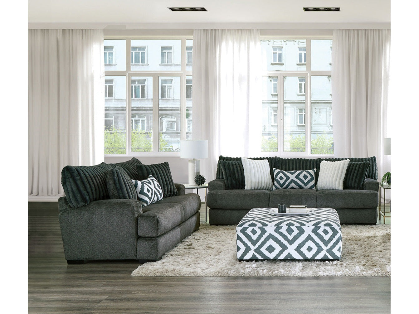 Loughlin Gun Metal Sofa & Loveseat