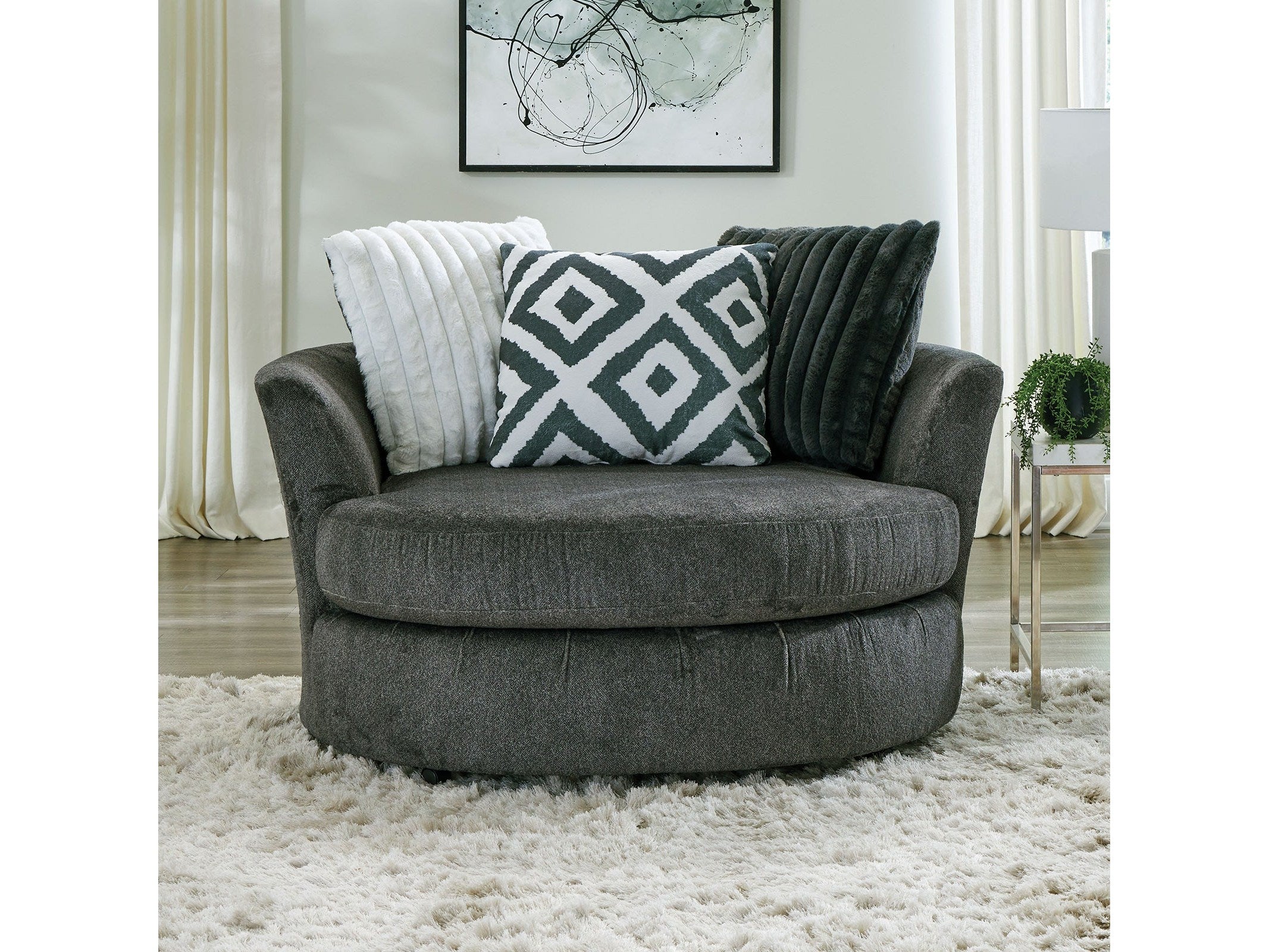 Loughlin Gun Metal Swivel Chair