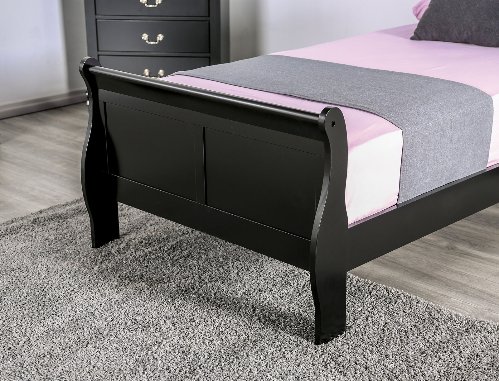 Louis Philippe Black Twin Bed