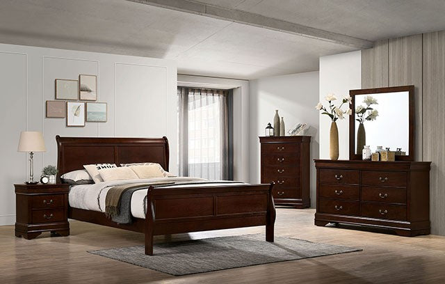 Louis Philippe Dark Cherry Queen Bed
