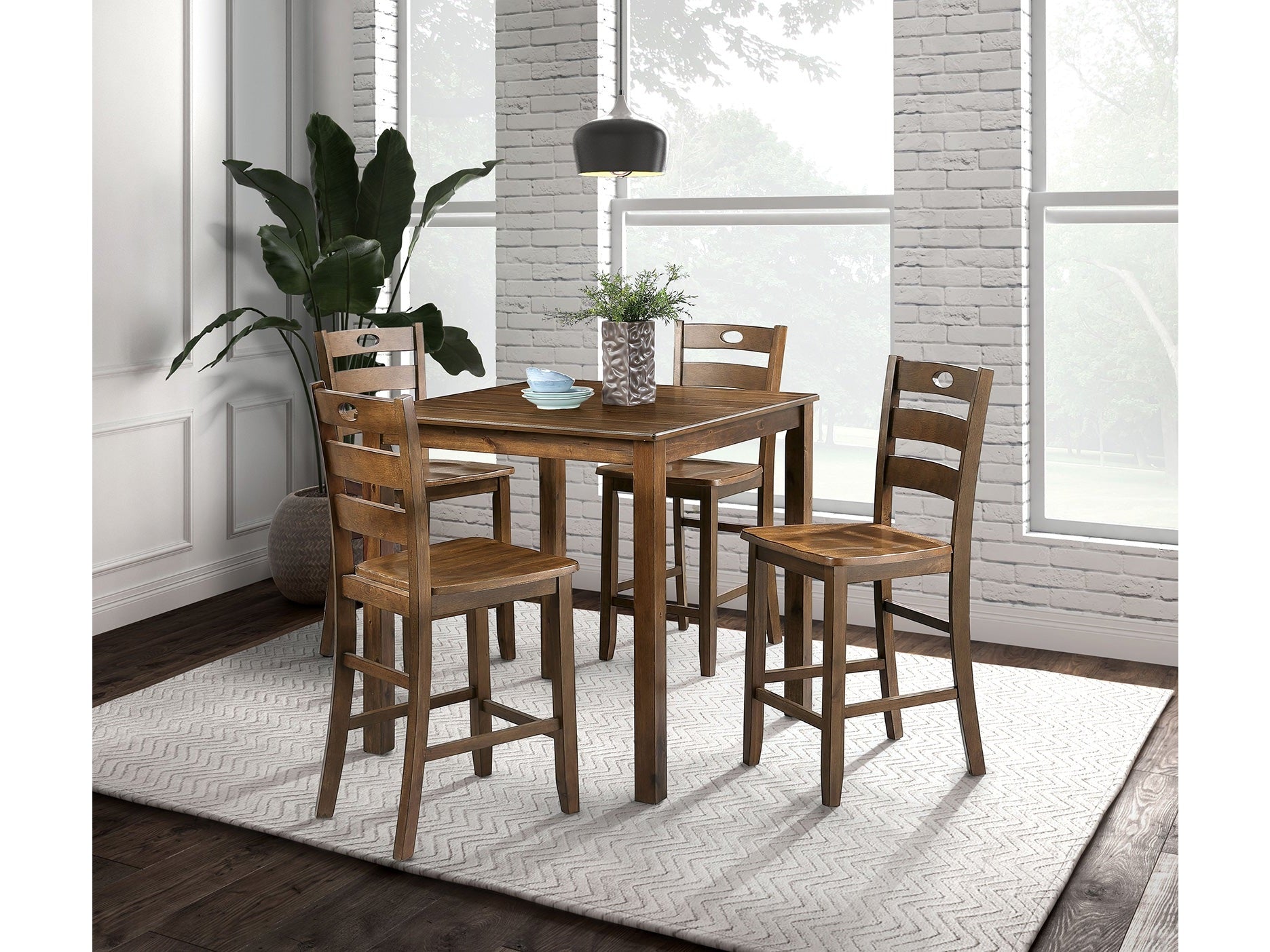 Lubbock Walnut 5 Pc. Counter Height Set