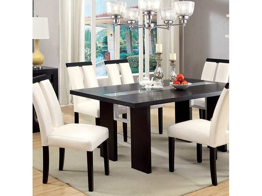 Luminar Black Glass-Insert Dining Table