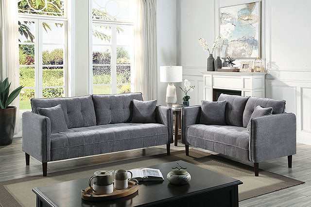 Lynda Dark Gray Loveseat w/ Pillows