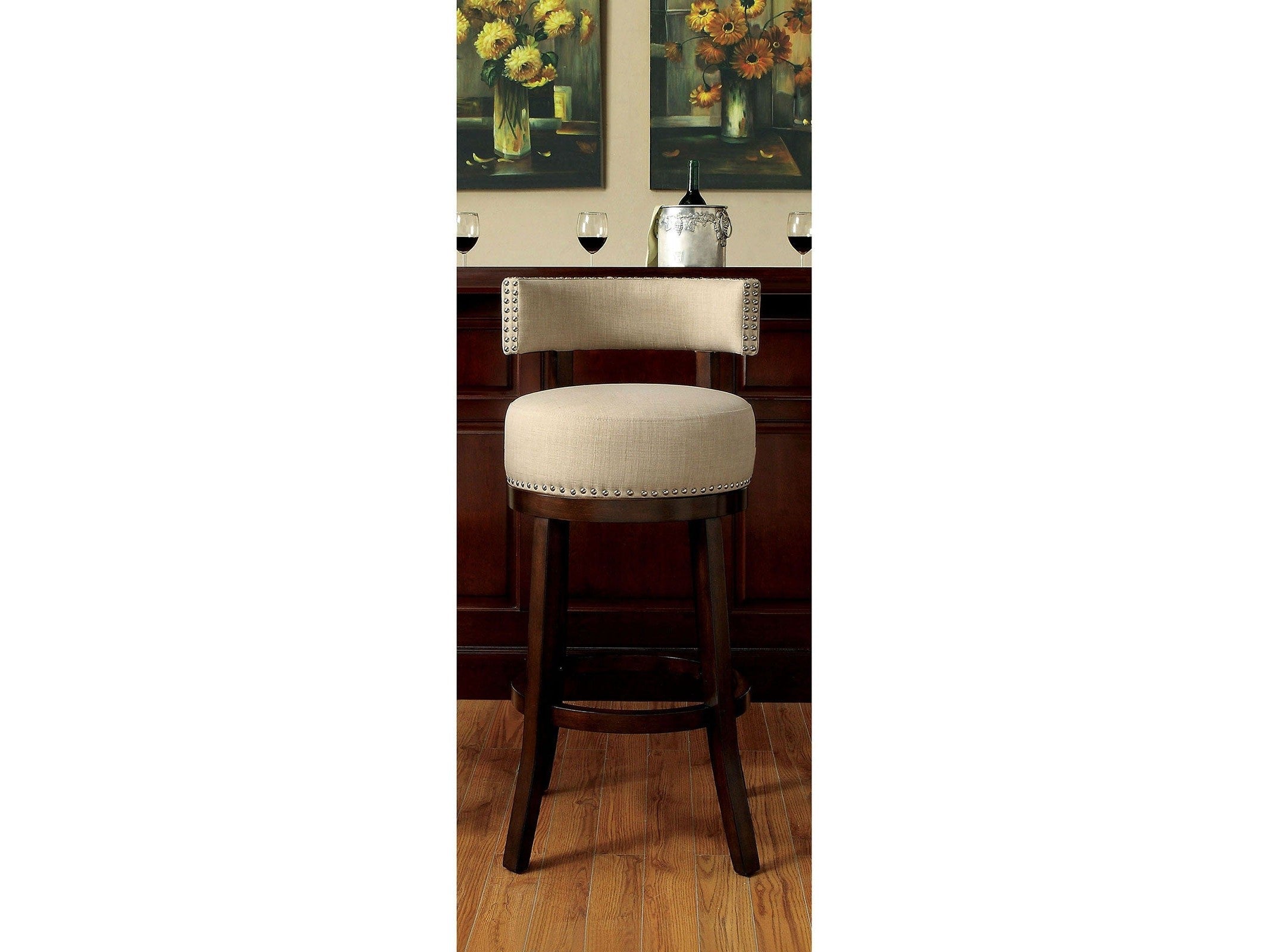 Lynsey Dark Oak/Beige 24" Bar Stool