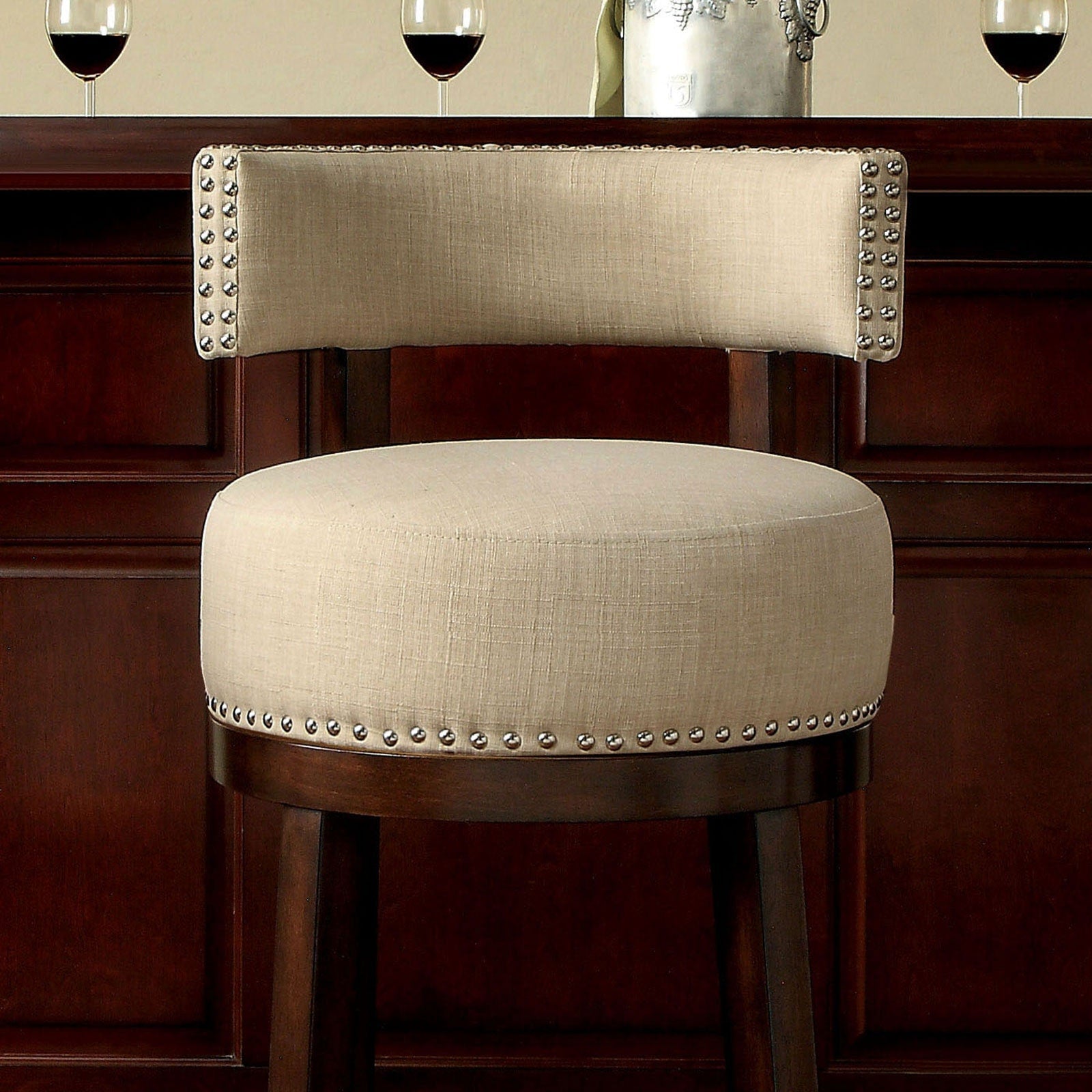 Lynsey Dark Oak/Beige 24" Bar Stool