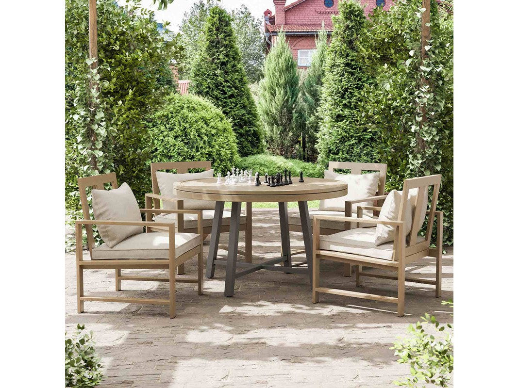 Lyon Black/Natural/Brown 5 Pc. Game Table Set w/ 4 Arm Chairs