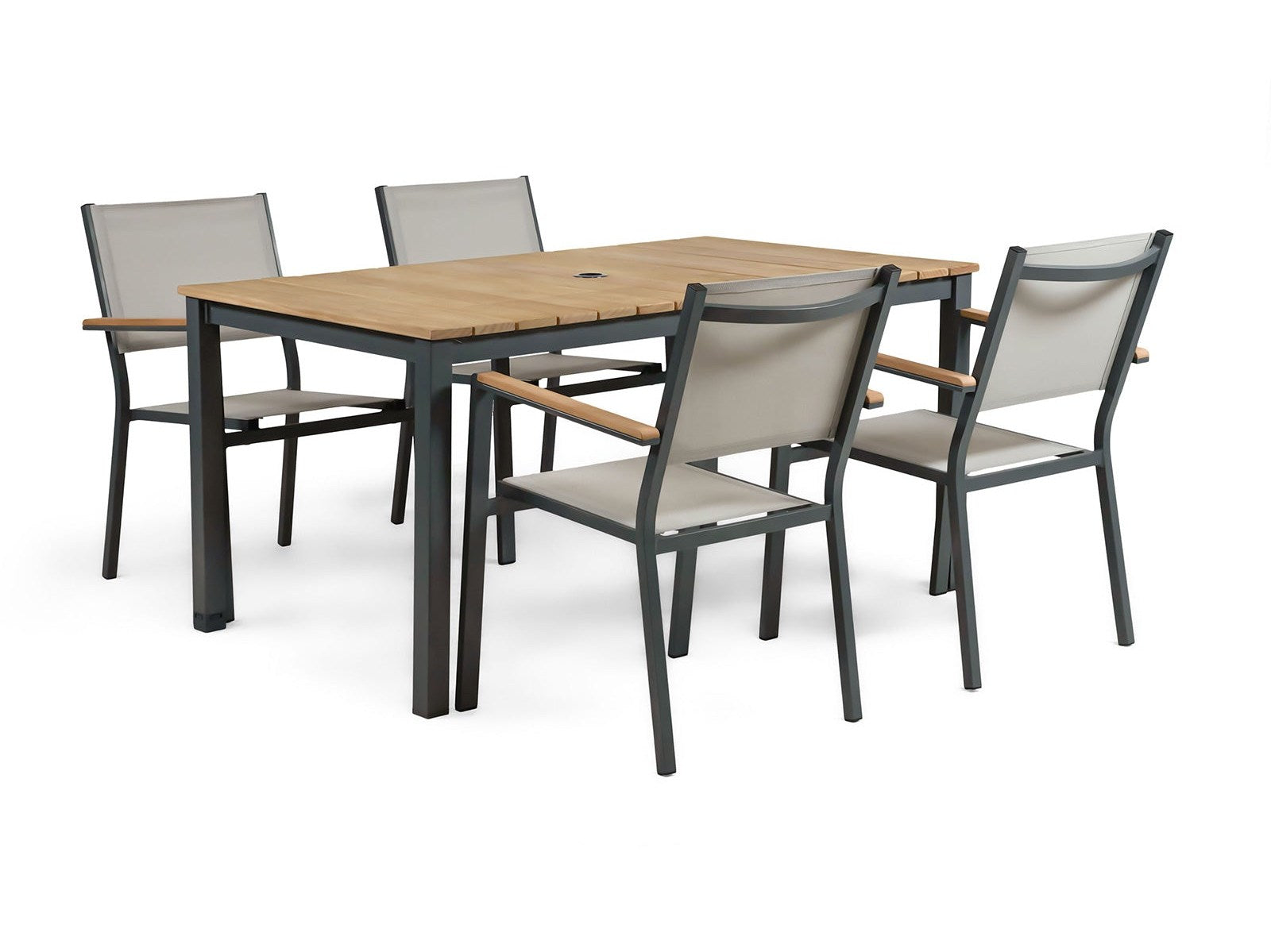 Mackay Gun Metal/Natural Teak 5 Piece Patio Dining Set
