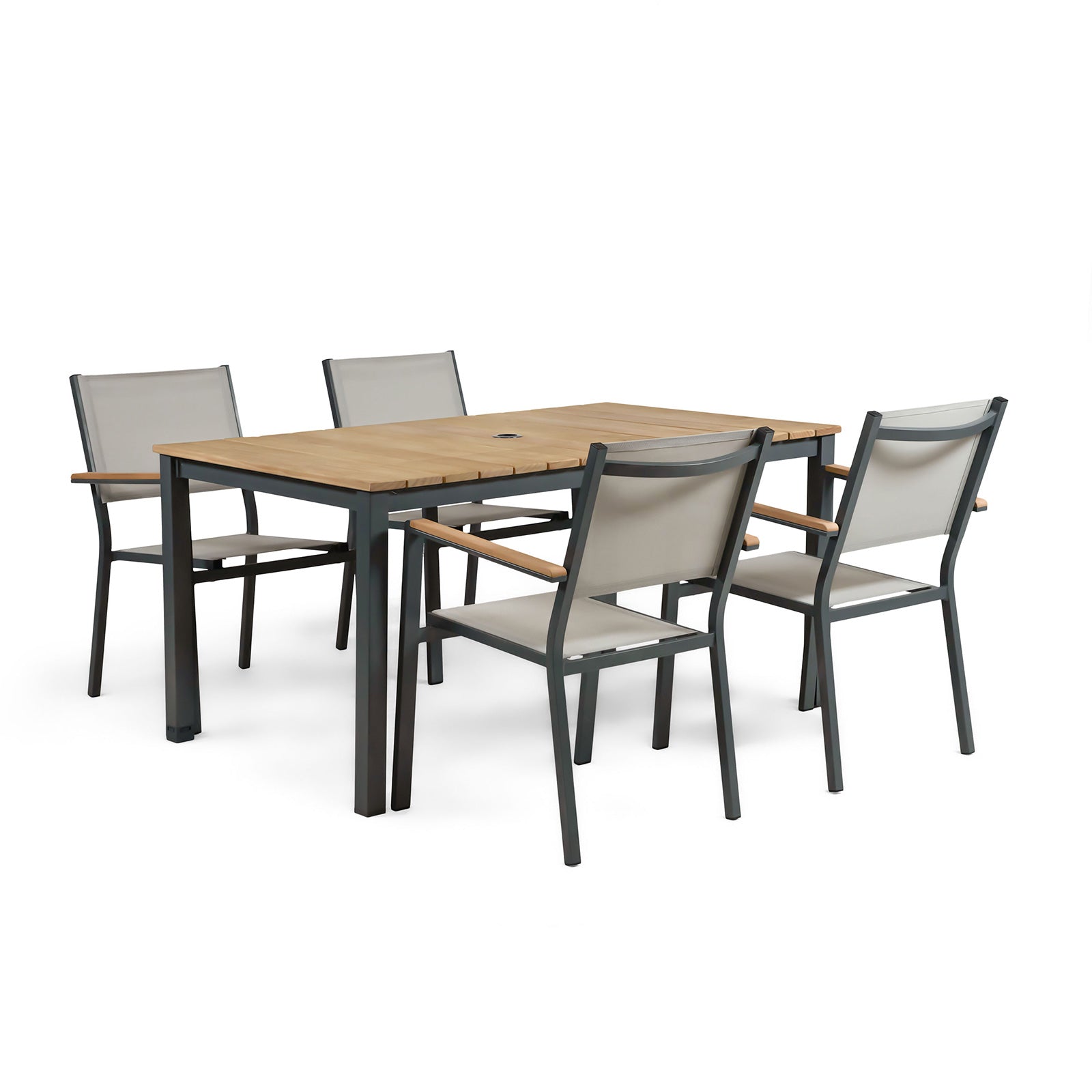 Mackay Gun Metal/Natural Teak Chair