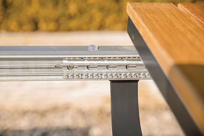 Mackay Gun Metal & Natural Teak Outdoor Dining Table w/ Butterfly Leaf