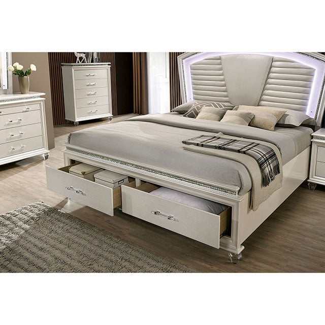 Maddie Pearl White/White Eastern King Bed
