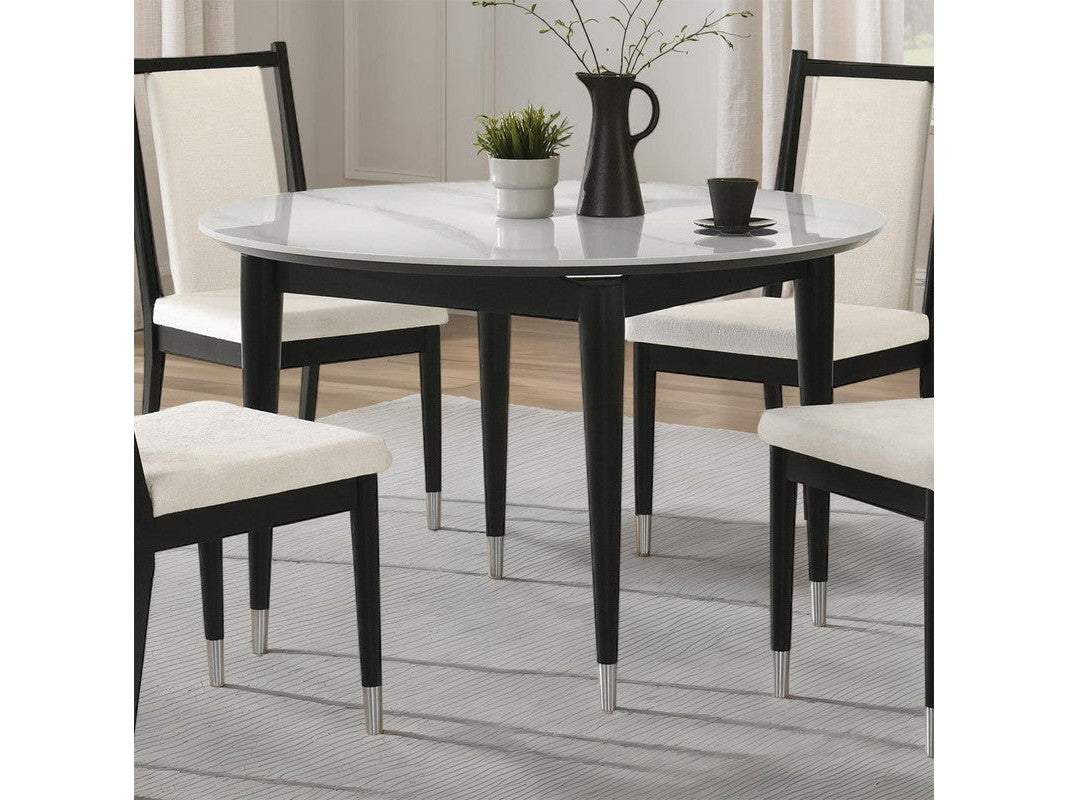 Maidstone Black/White Round Dining Table
