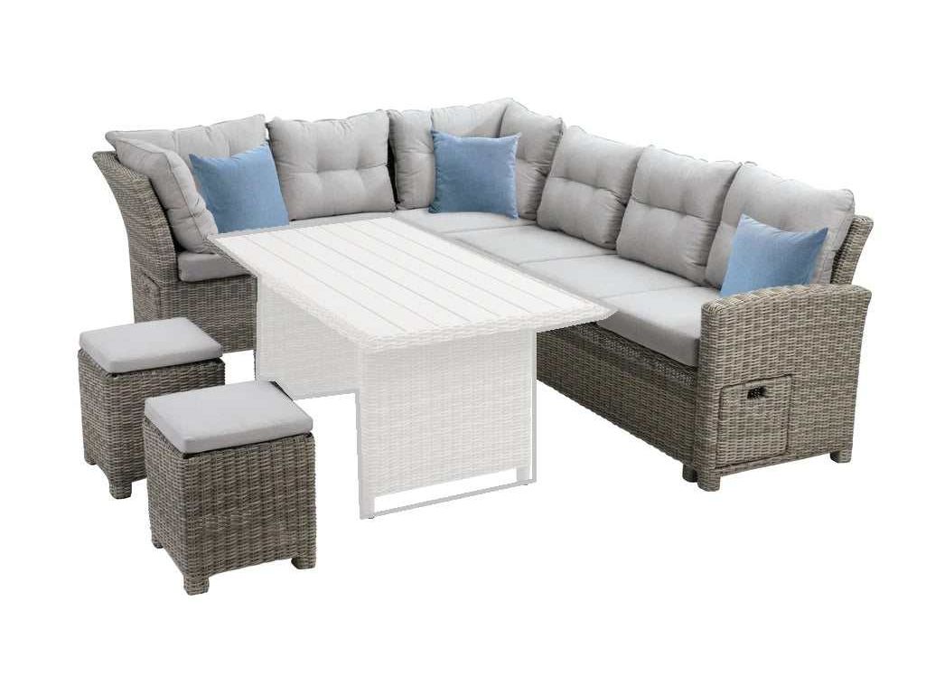 Malia Gray Sectional w/ 2 Ottomans