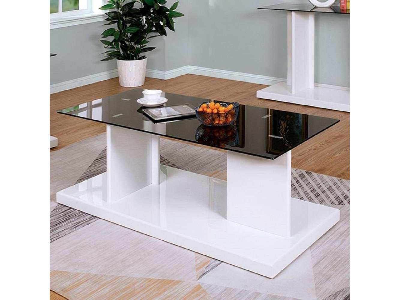 Mannedorf White & Black Glass Top Coffee Table