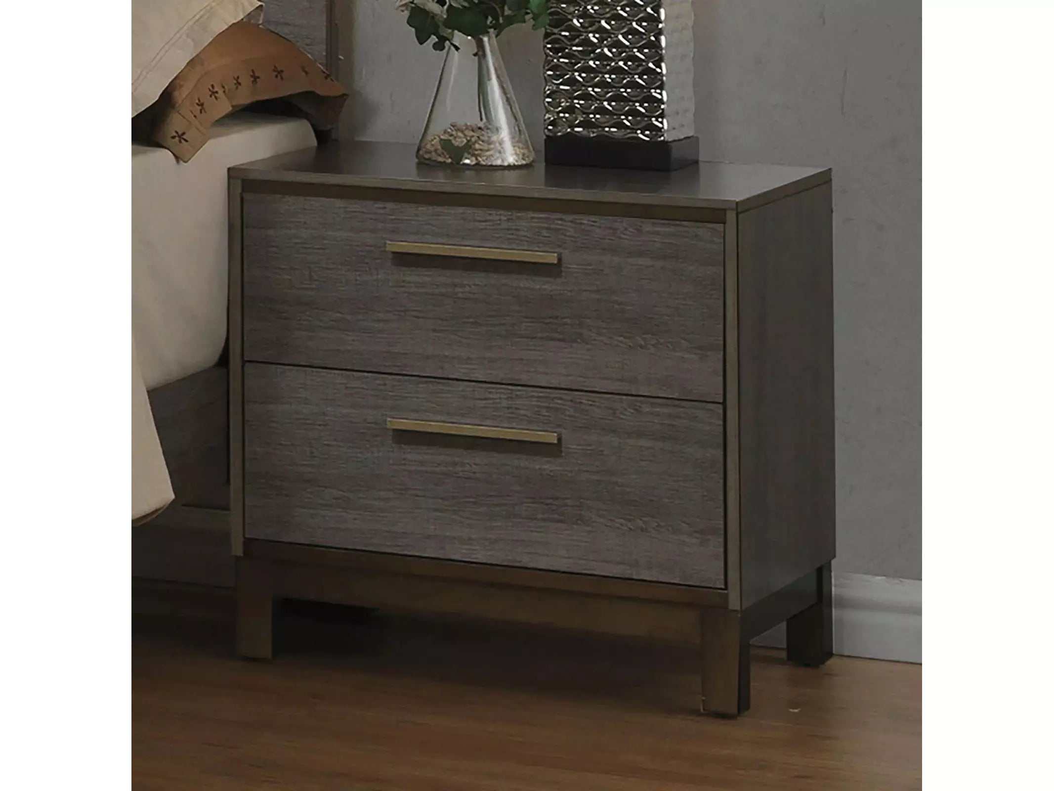 Manvel Antique Gray Nightstand