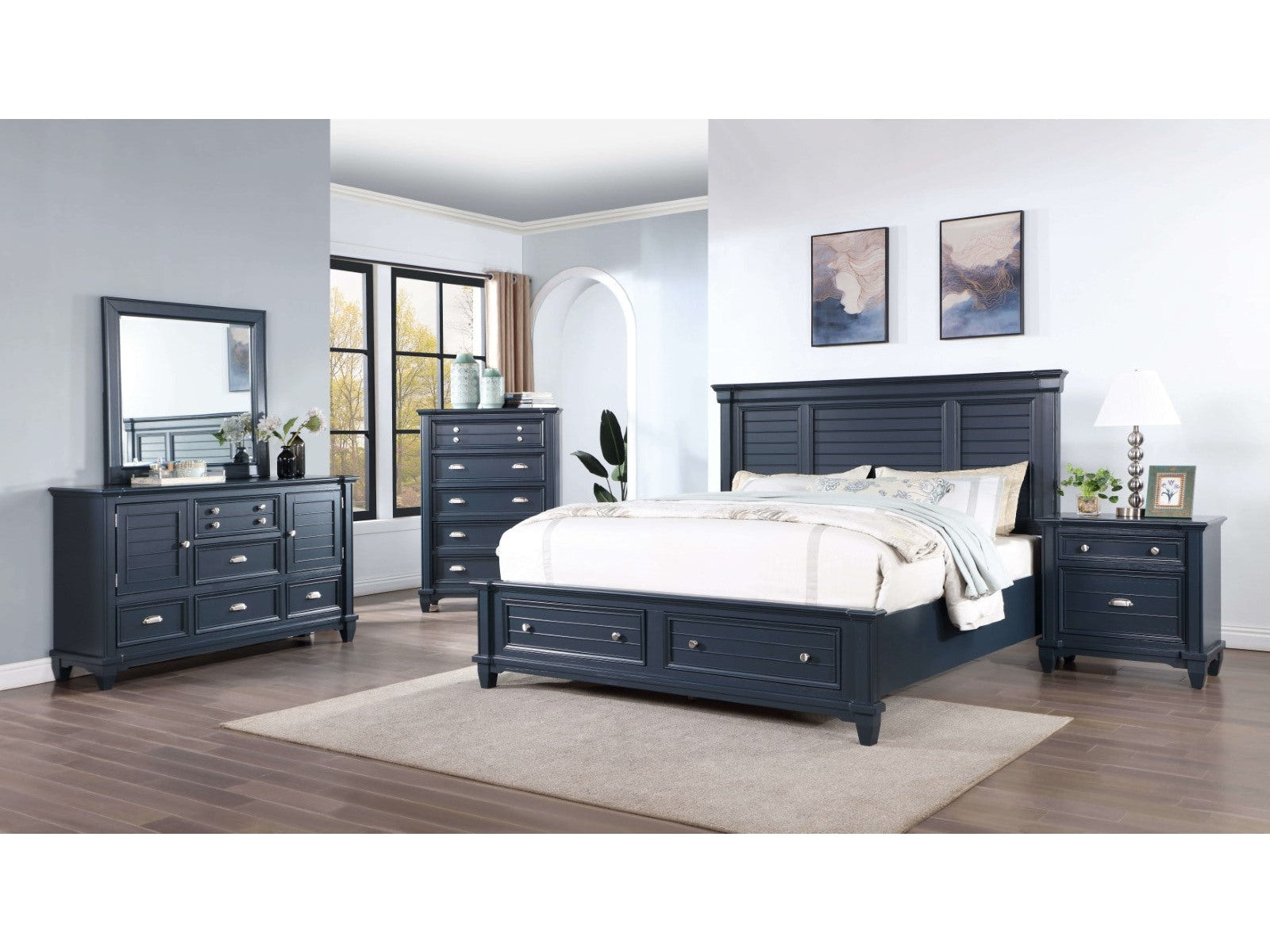 Manzanillo Slate Blue 5 Pc. Queen Bedroom Set w/ 2NS