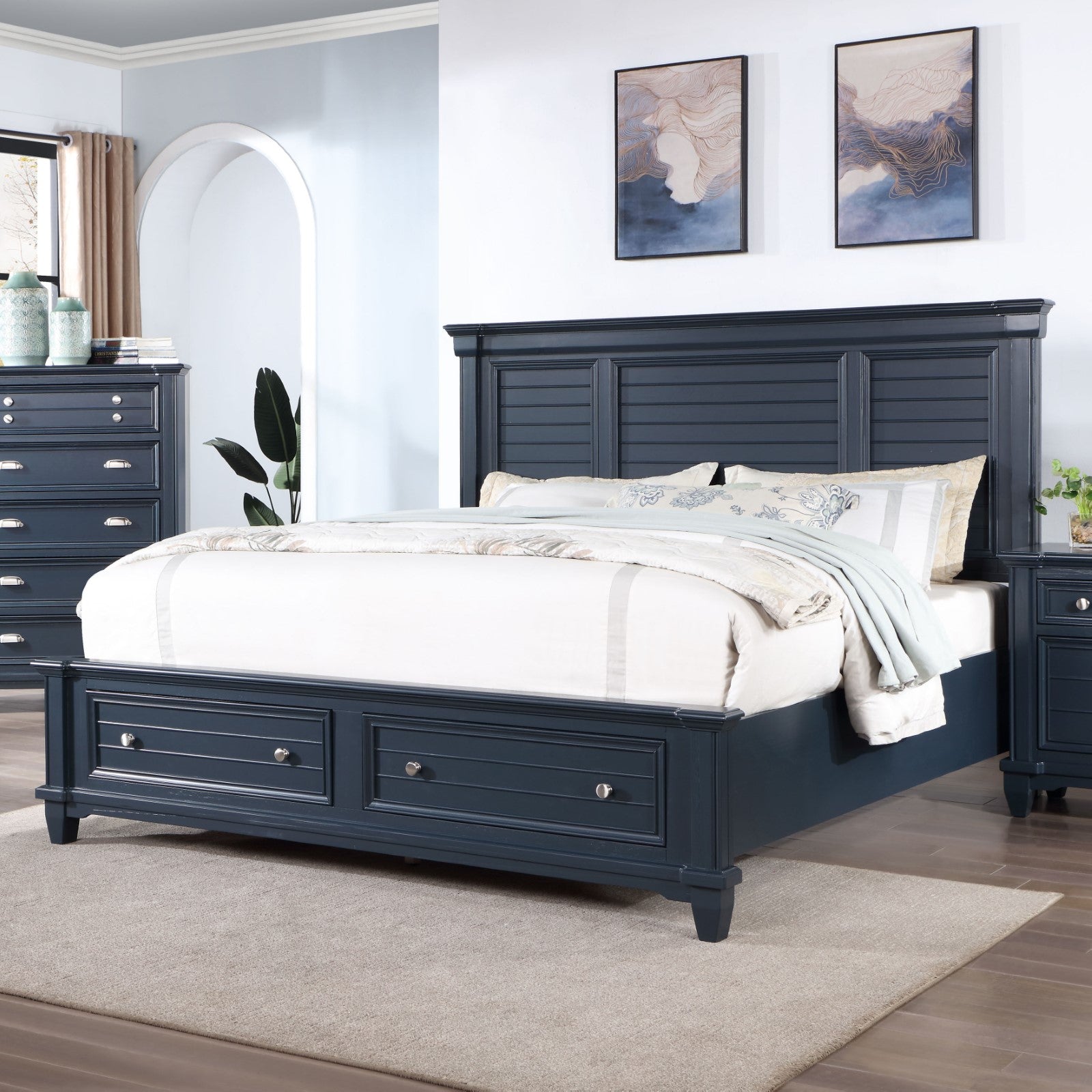 Manzanillo Slate Blue 5 Pc. Queen Bedroom Set w/ 2NS