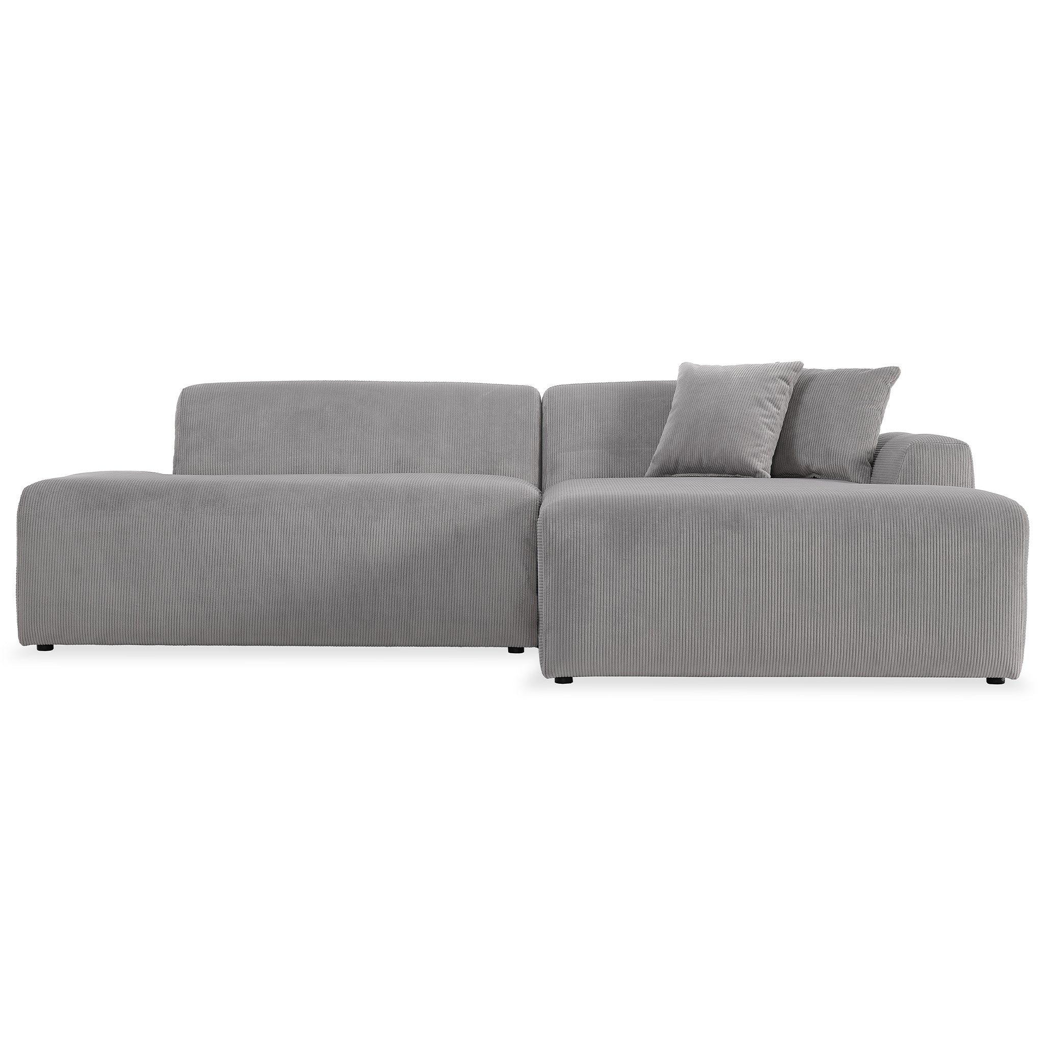 Mar Sectional Grey Corduroy Sofa - Right