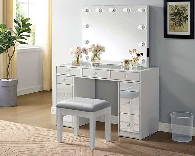 Margret White/Gray Vanity Set