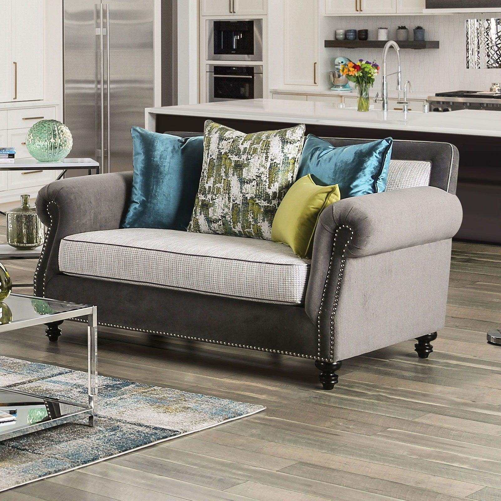 Mariella Gray & Beige Stationary Sofa & Loveseat 2pc