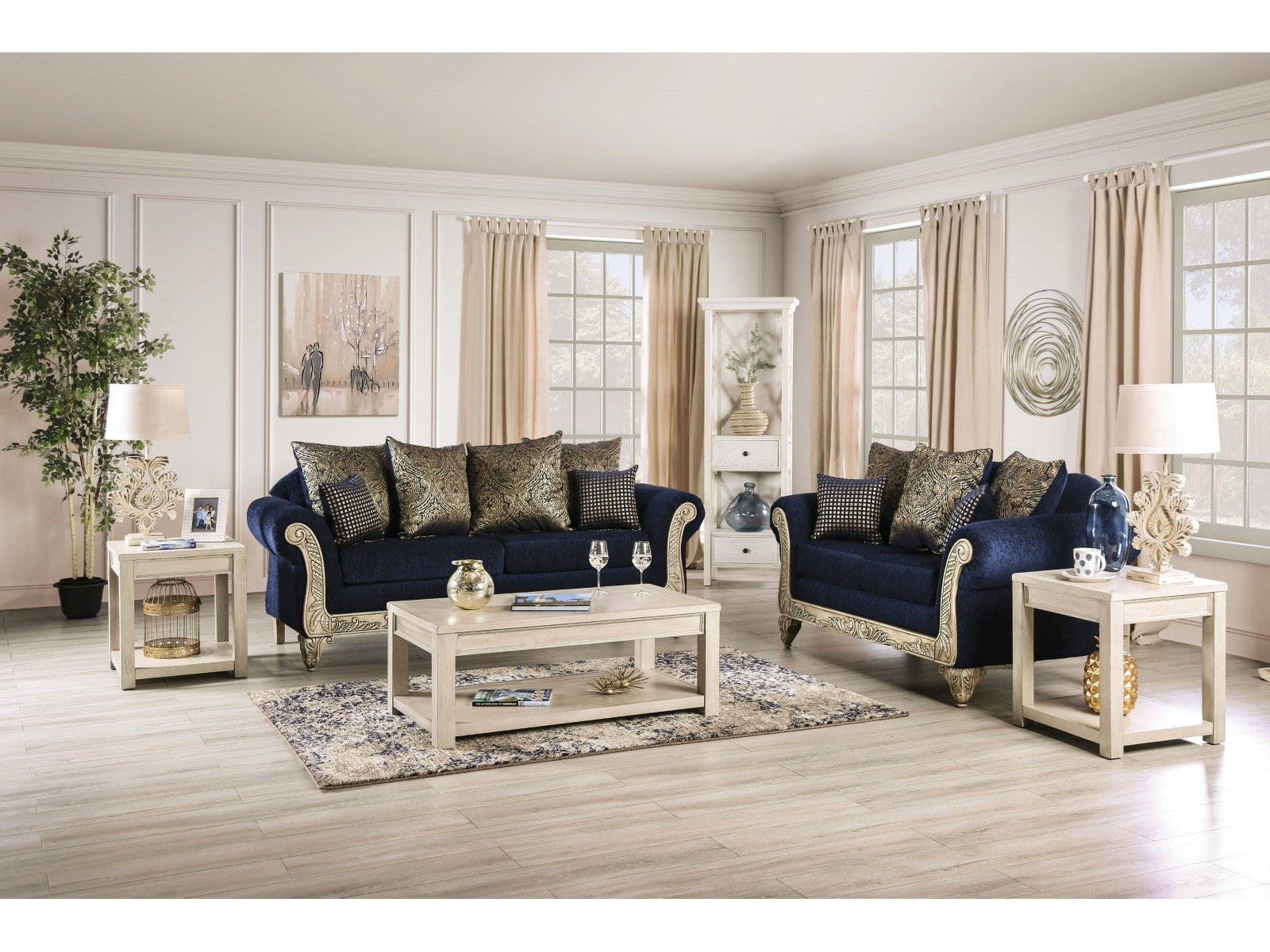 Marinella Royal Blue Sofa & Loveseat
