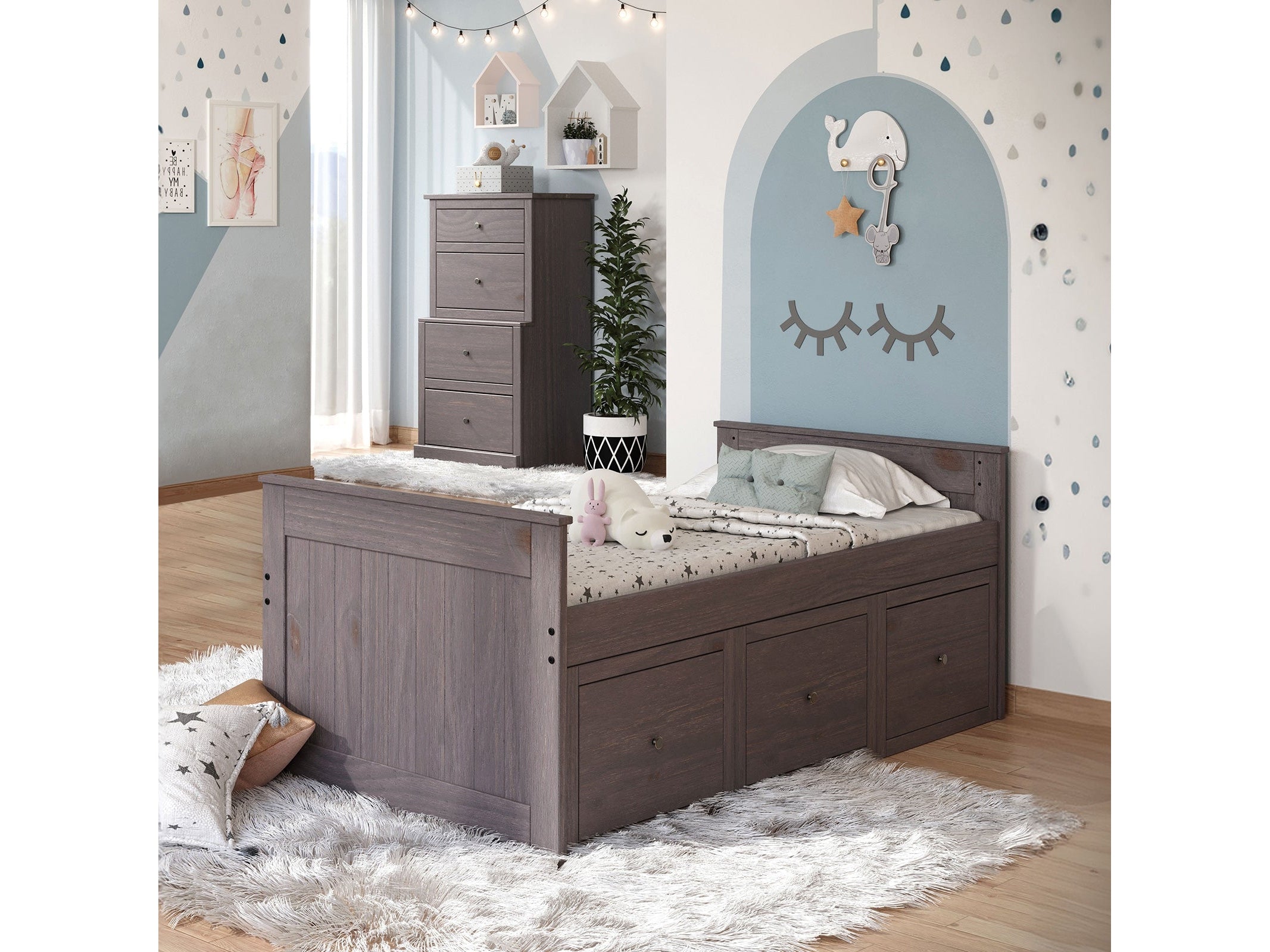 Marinos Gray Twin Captain Bed