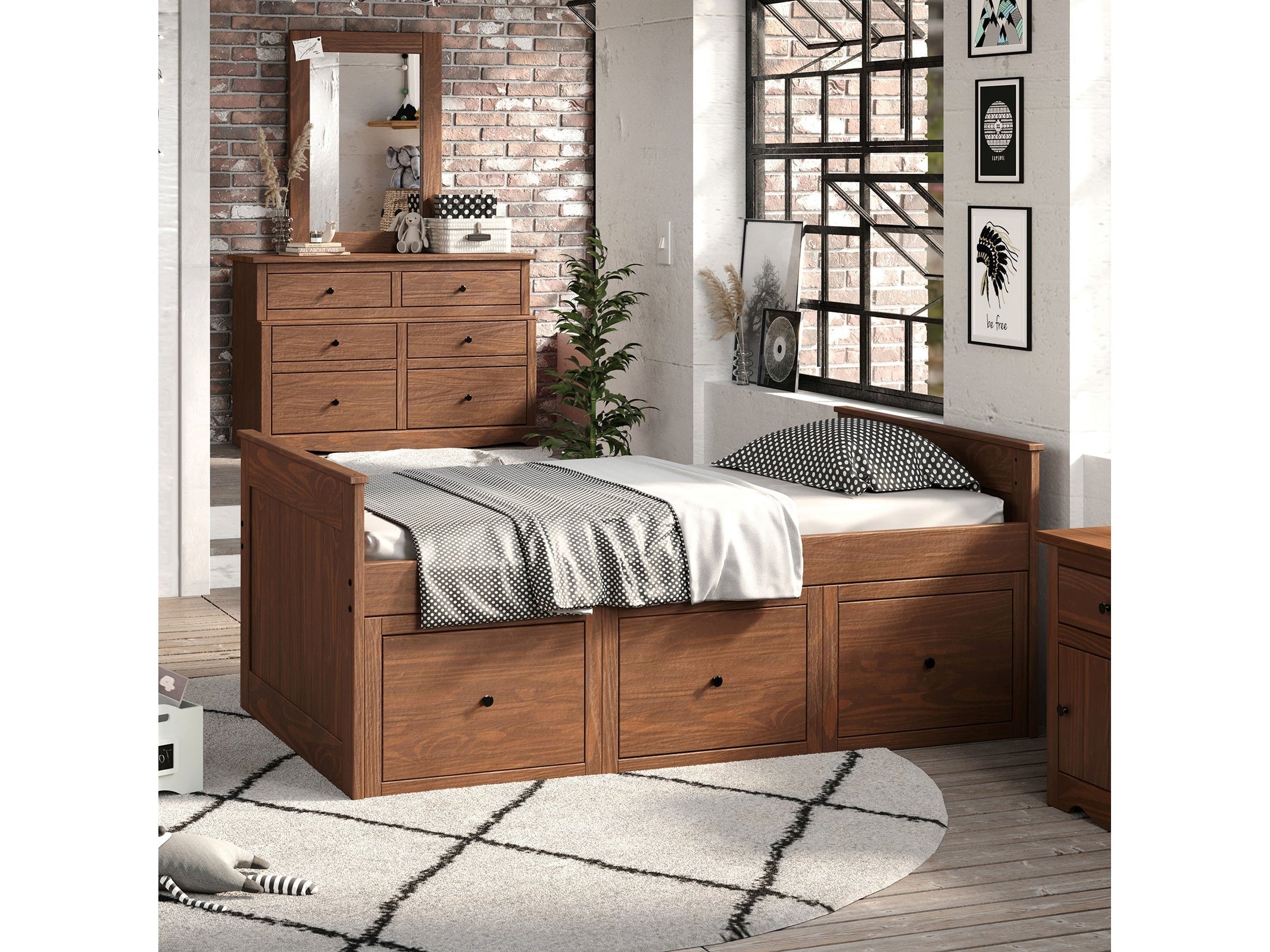 Marinos Mahogany Twin Captain Bed