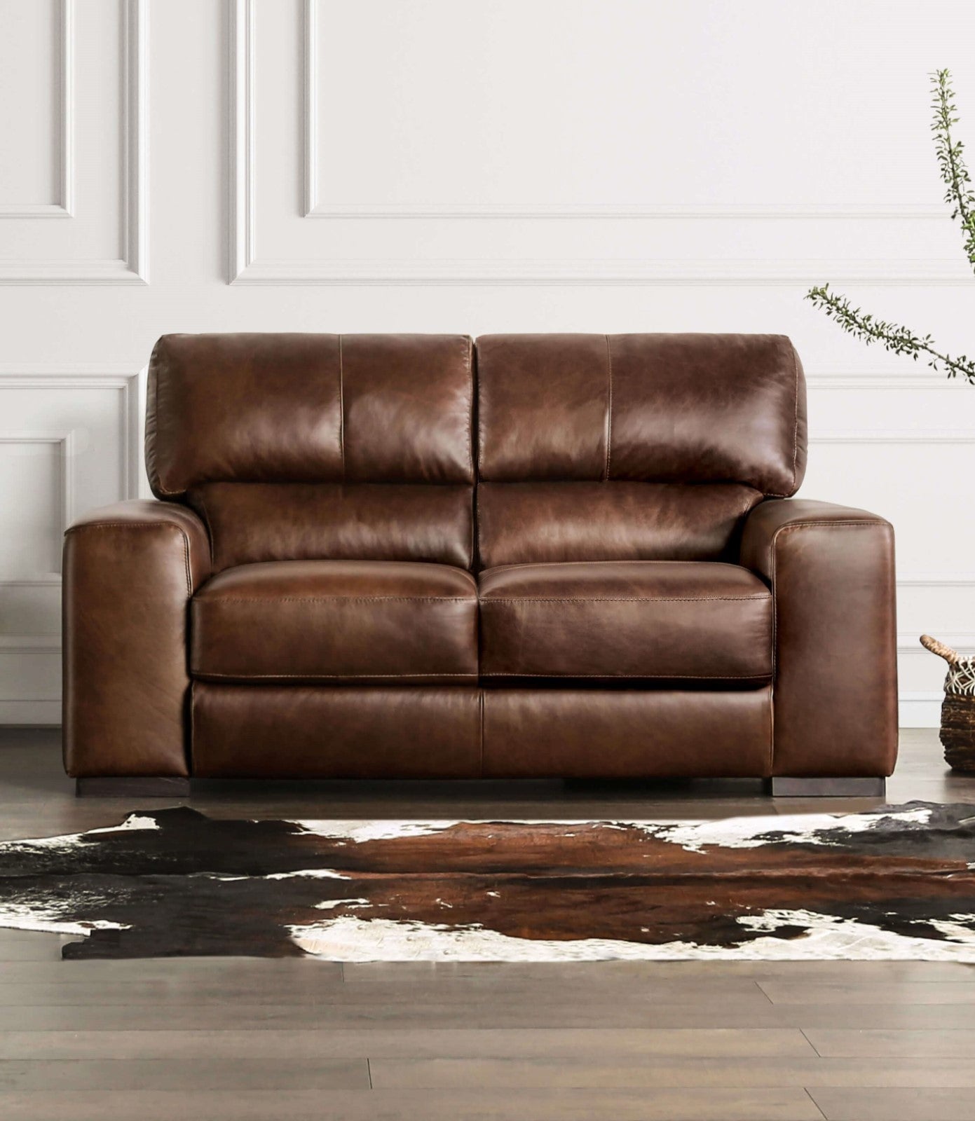 Marsicano Cognac Real Italian Leather Sofa & Loveseat