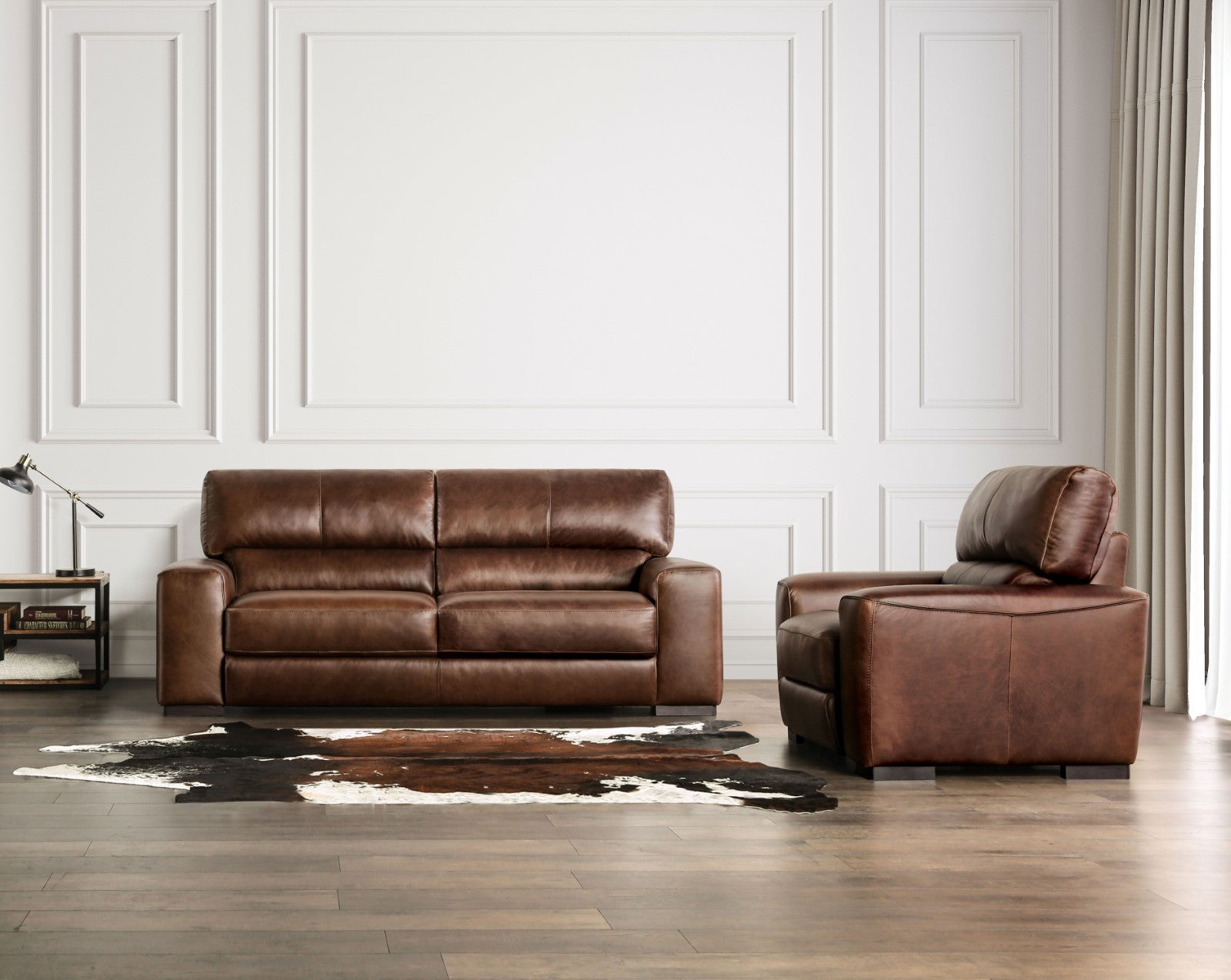 Marsicano Cognac Real Italian Leather Sofa
