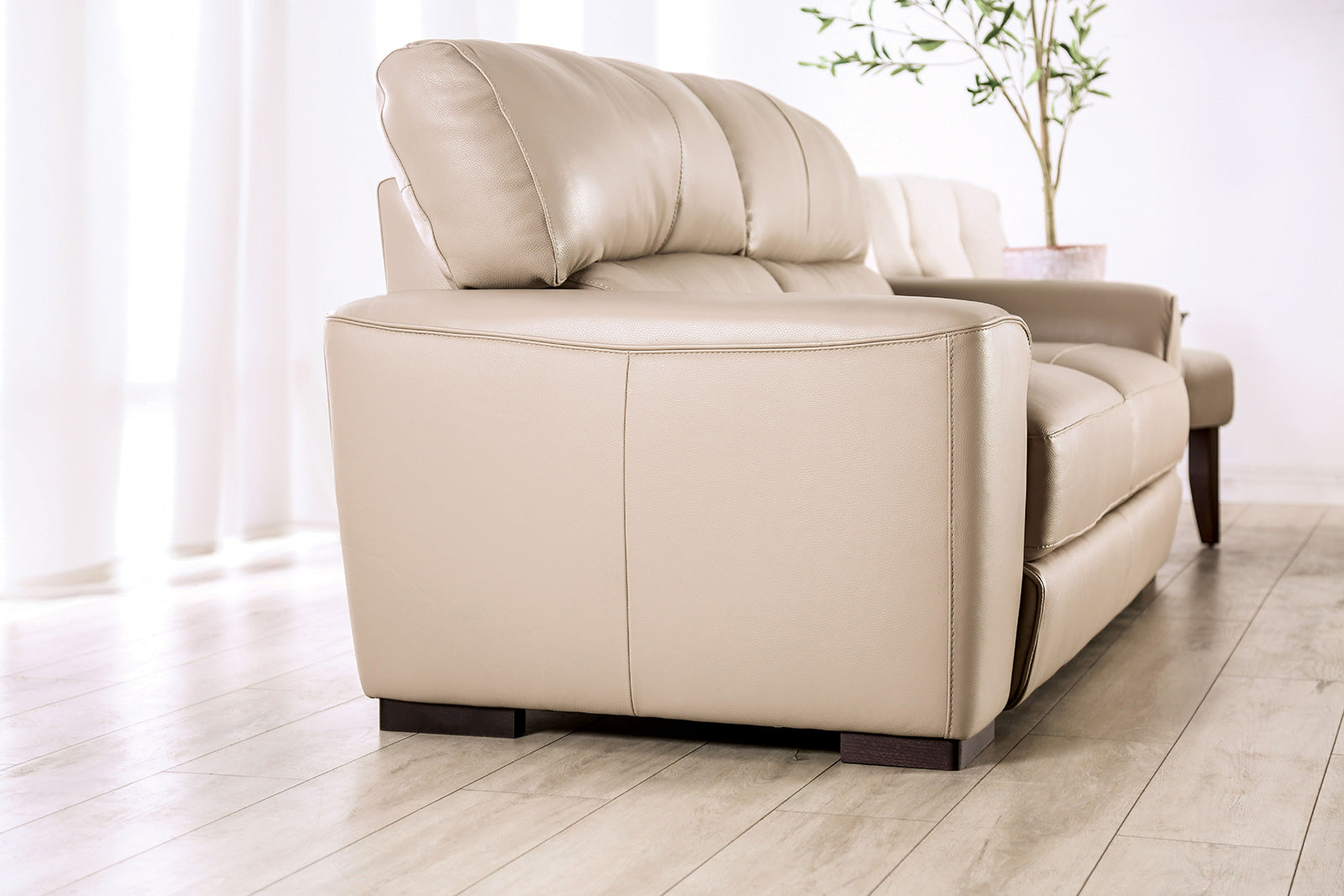 Marsicano Taupe Real Italian Leather Living Room Set